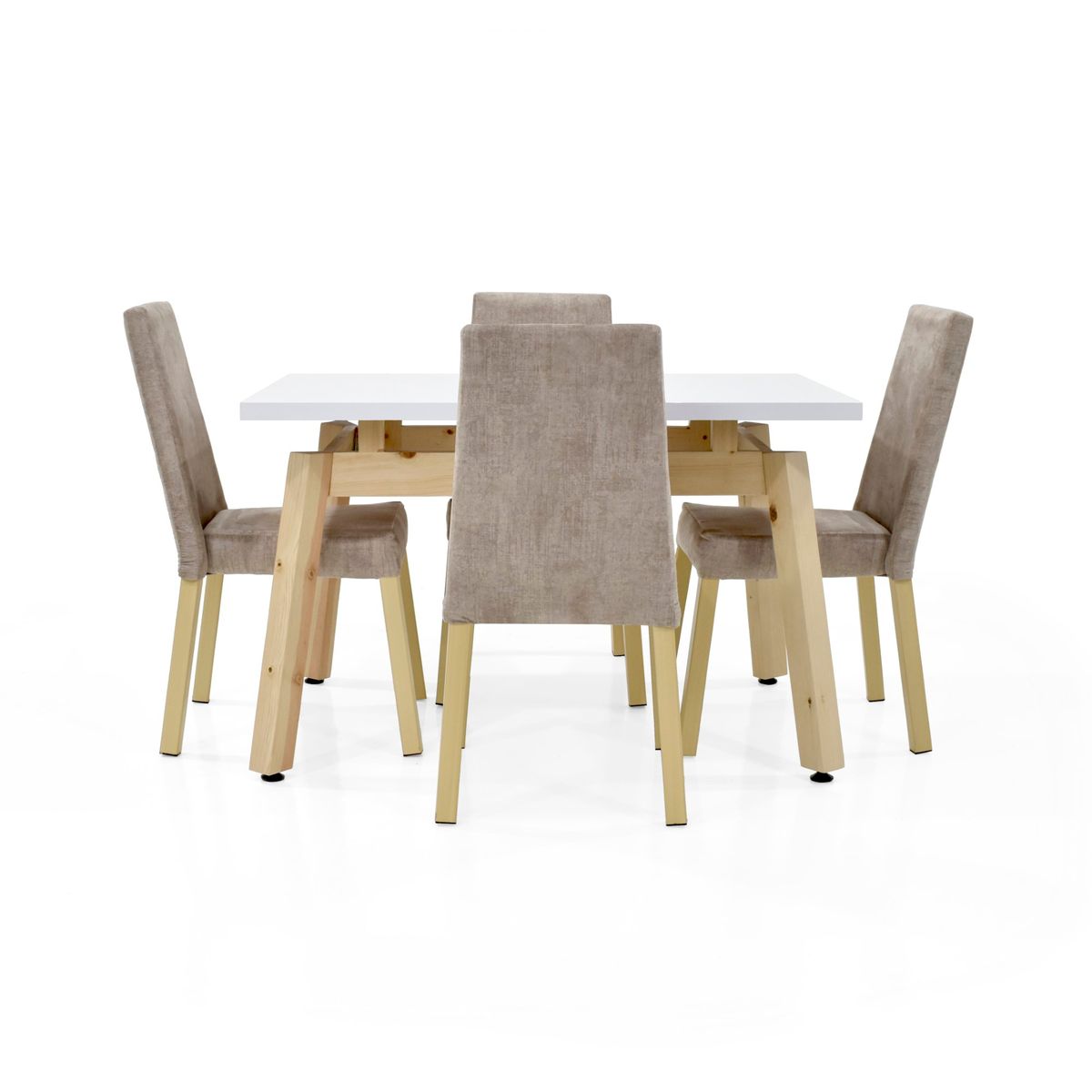 VENECIA - Set de Comedor 4P Tyrone Sillas Viena Tela Beige 120x80x76 cm