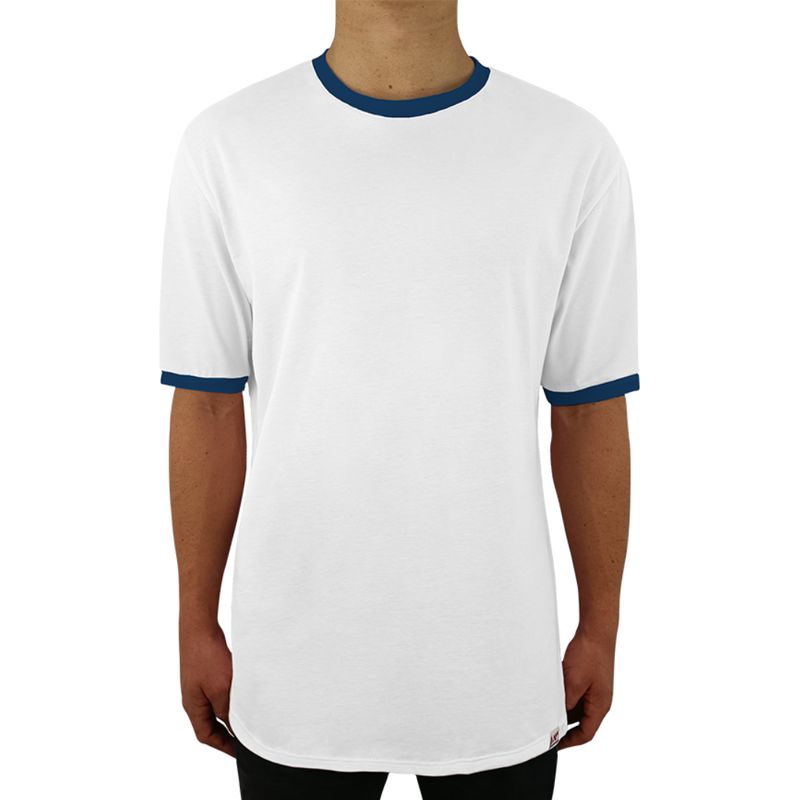FUERA DEL MOLDE - Camiseta Clásica Básica Premium Bicolor Unisex Blanco Azul Cobalto