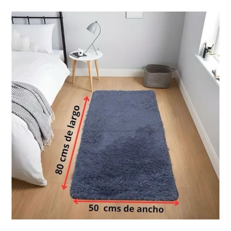 GENERICO - Tapetes Pie De Cama Peludo color plateado 5080 Cms Antideslizante