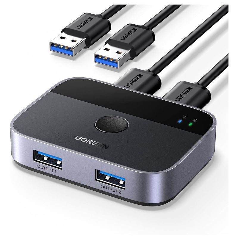 UGREEN - Switch Interruptor USB 3.0 Conmutador 2 Entradas 2 Salidas HUB 5 Gbps