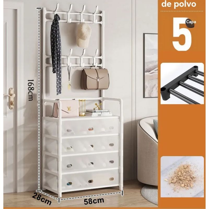 GENERICO - Zapatero Perchero Organizador Metalico Guardapolvo 4 Niveles