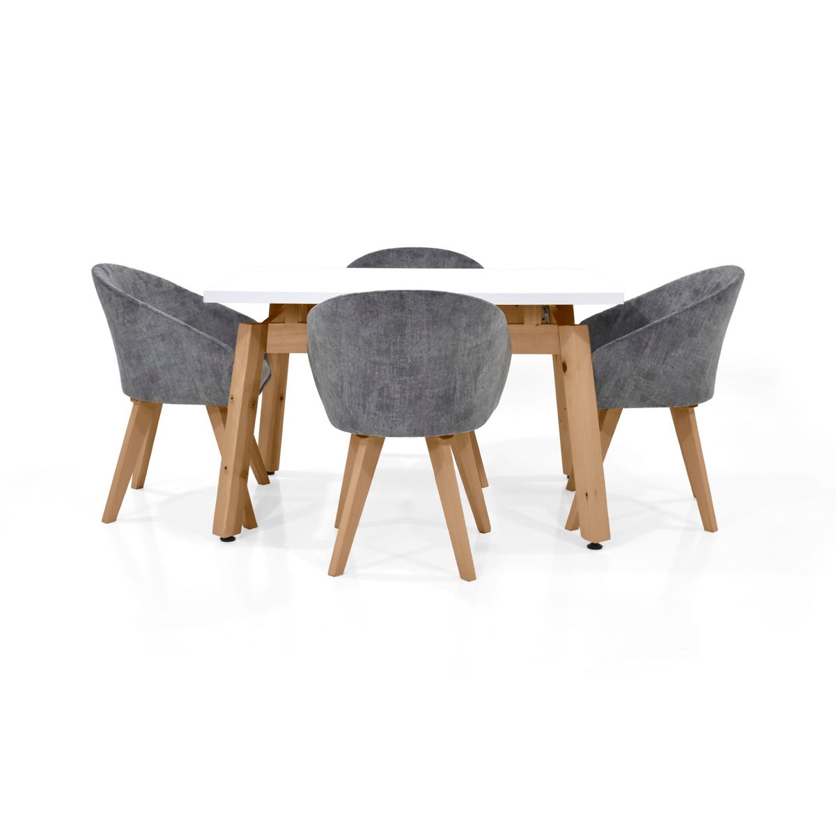 VENECIA - Set Comedor 4P Tyrone Sillas Noto Gris 120x80x76 cm