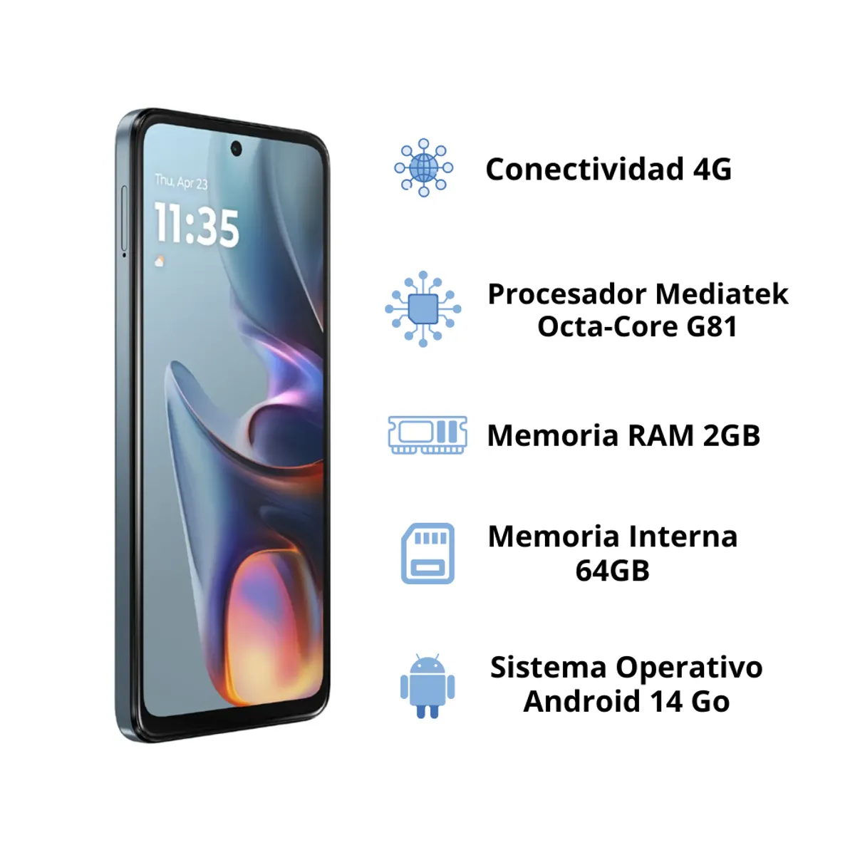 MOTOROLA - Celular Motorola Moto E15 64GB - Azul