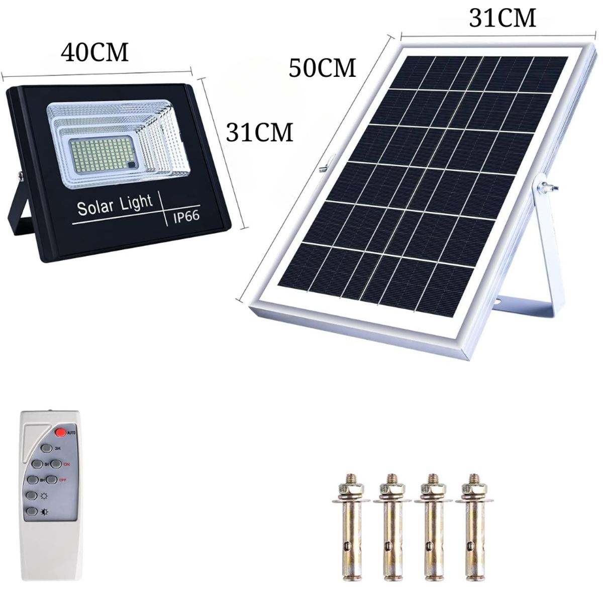 GENERICO - Lampara Reflector Panel Solar Jortan 600w Ip66 Recargable