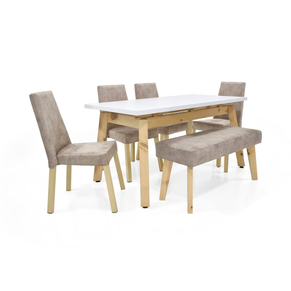 VENECIA - Set de Comedor 6P Tyrone Sillas y Butaco Viena Beige 150x80x76 cm