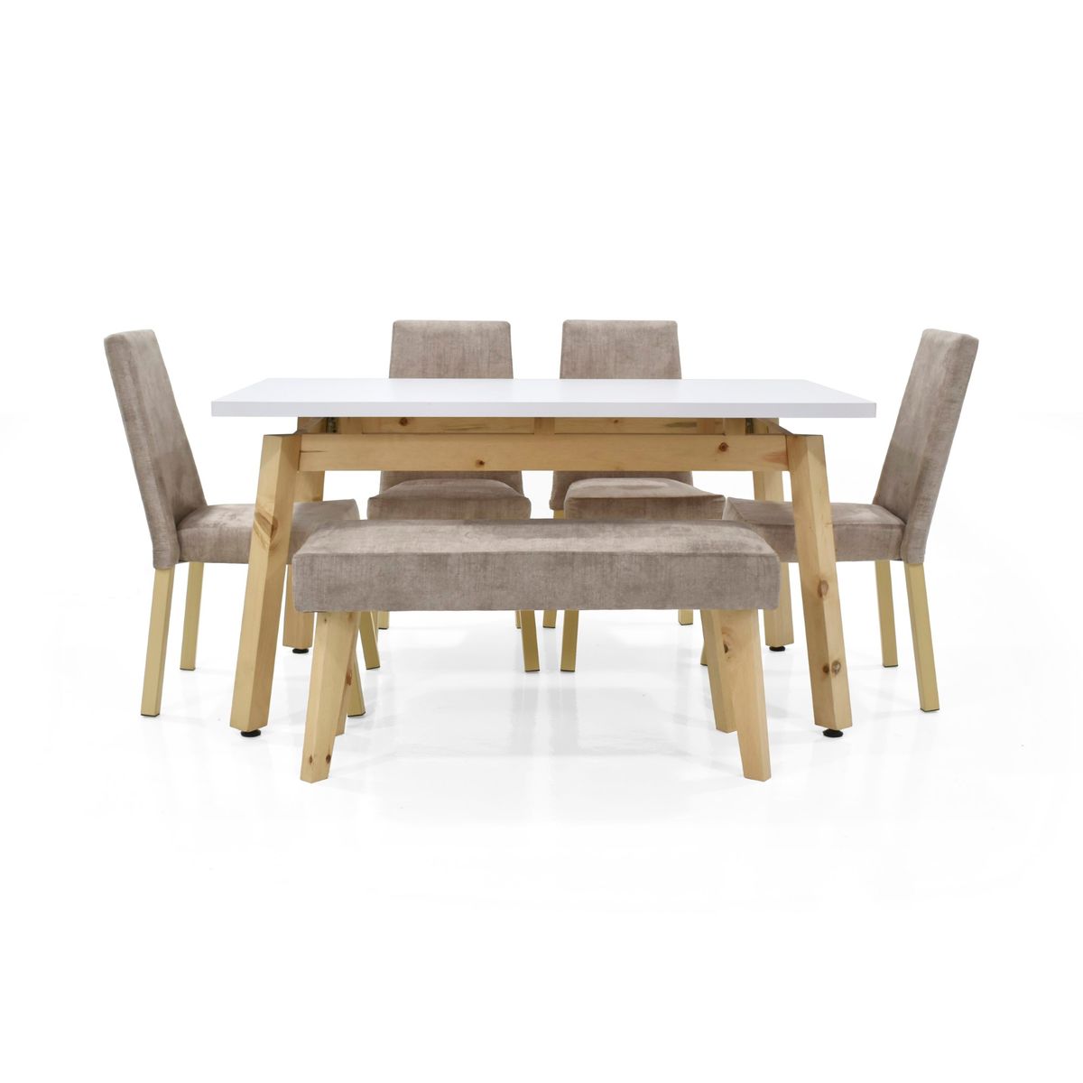 VENECIA - Set de Comedor 6P Tyrone Sillas y Butaco Viena Beige 150x80x76 cm
