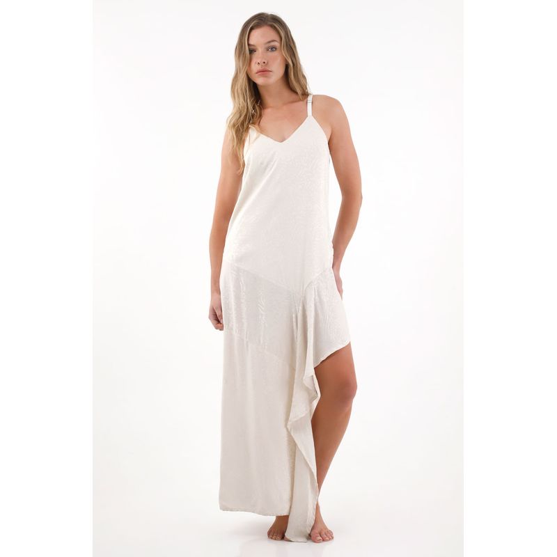 TENNIS - Vestido largo asimétrico de animal print gris para mujer