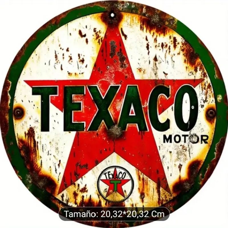 GENERICO - Aviso Metal Redondo Usa Texaco Motor Retro Pintado