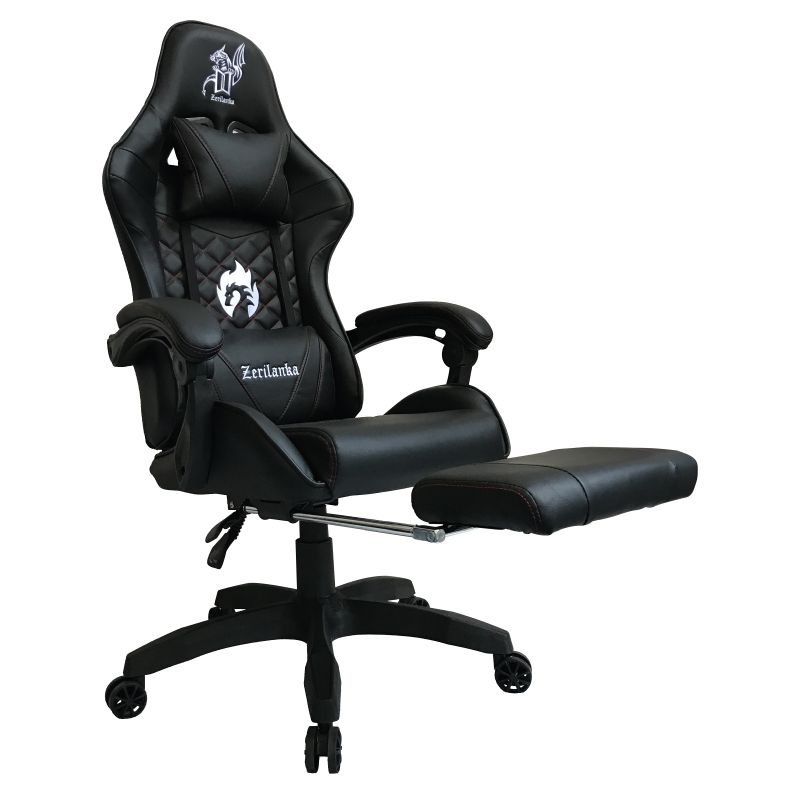 JYM - Silla Gamer con Reposapiés 2 Cojines Reclinable 150º - Negra