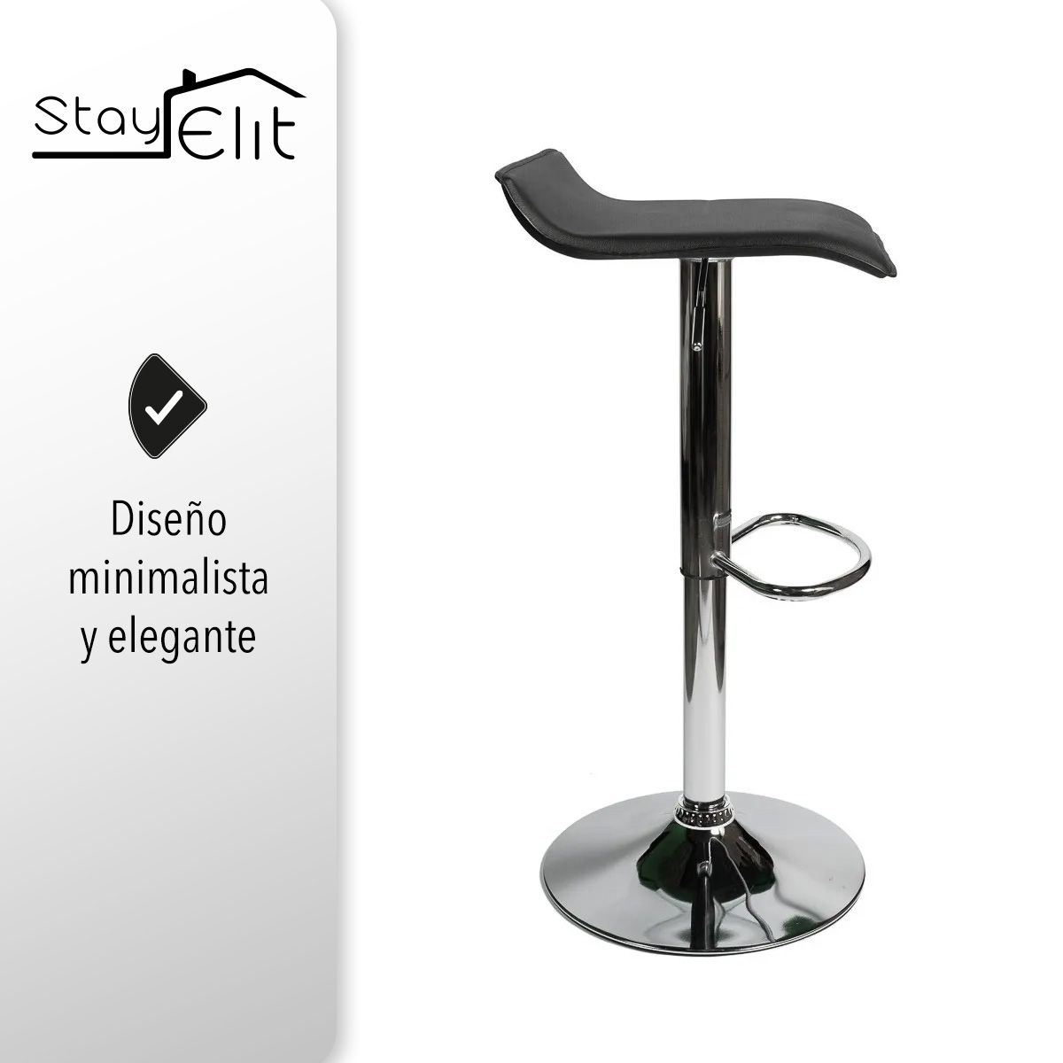 STAY ELIT - SET DE 2 SILLAS DE BARRA COLOR NEGRO GIRATORIOS