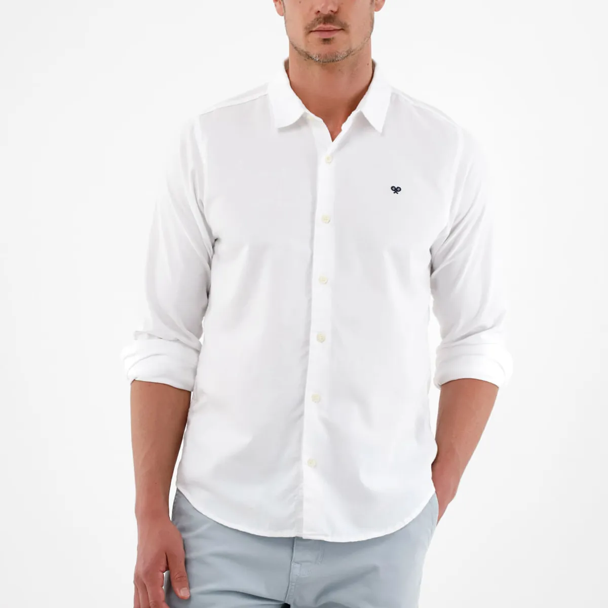 TENNIS - Camisa blanca manga larga para hombre