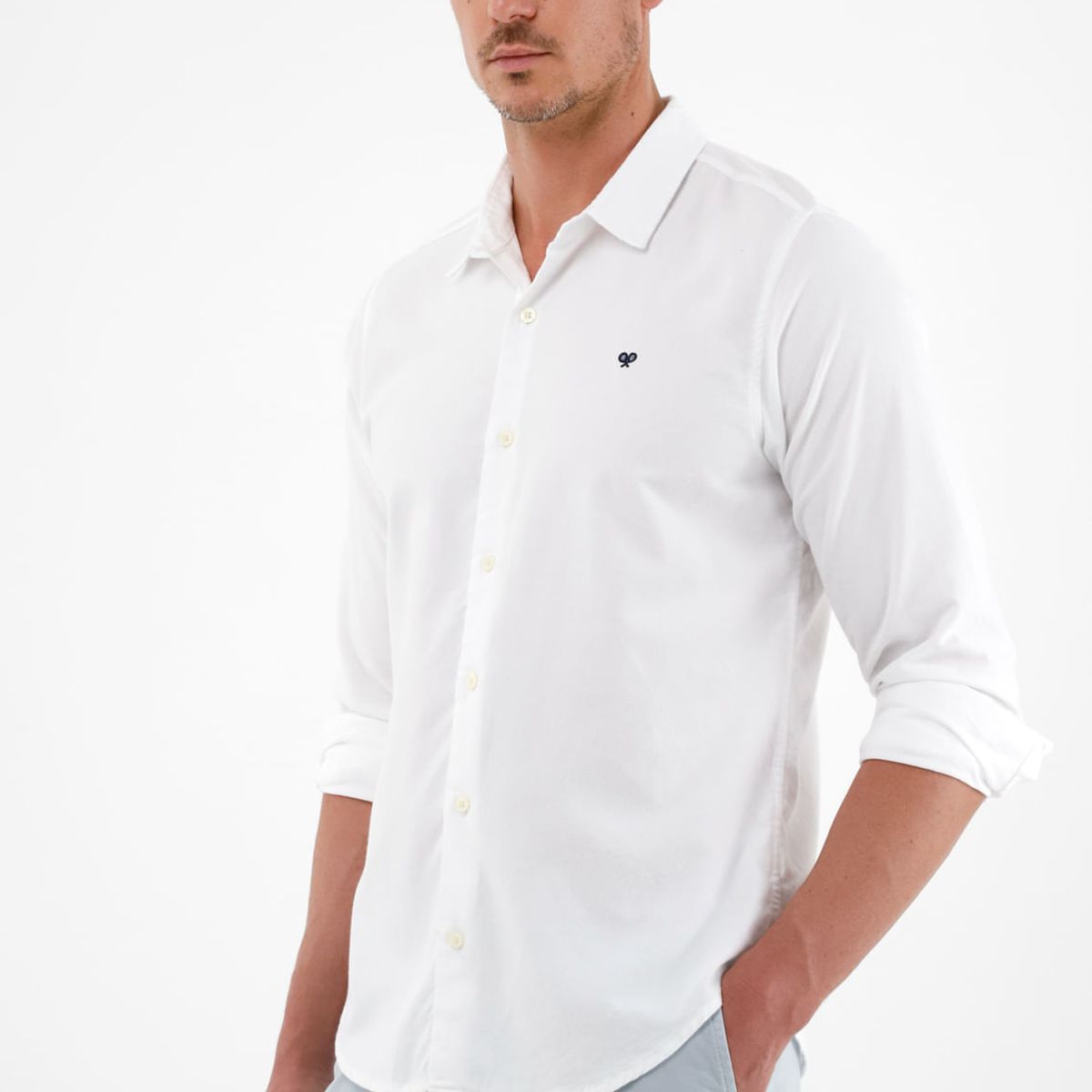 TENNIS - Camisa blanca manga larga para hombre