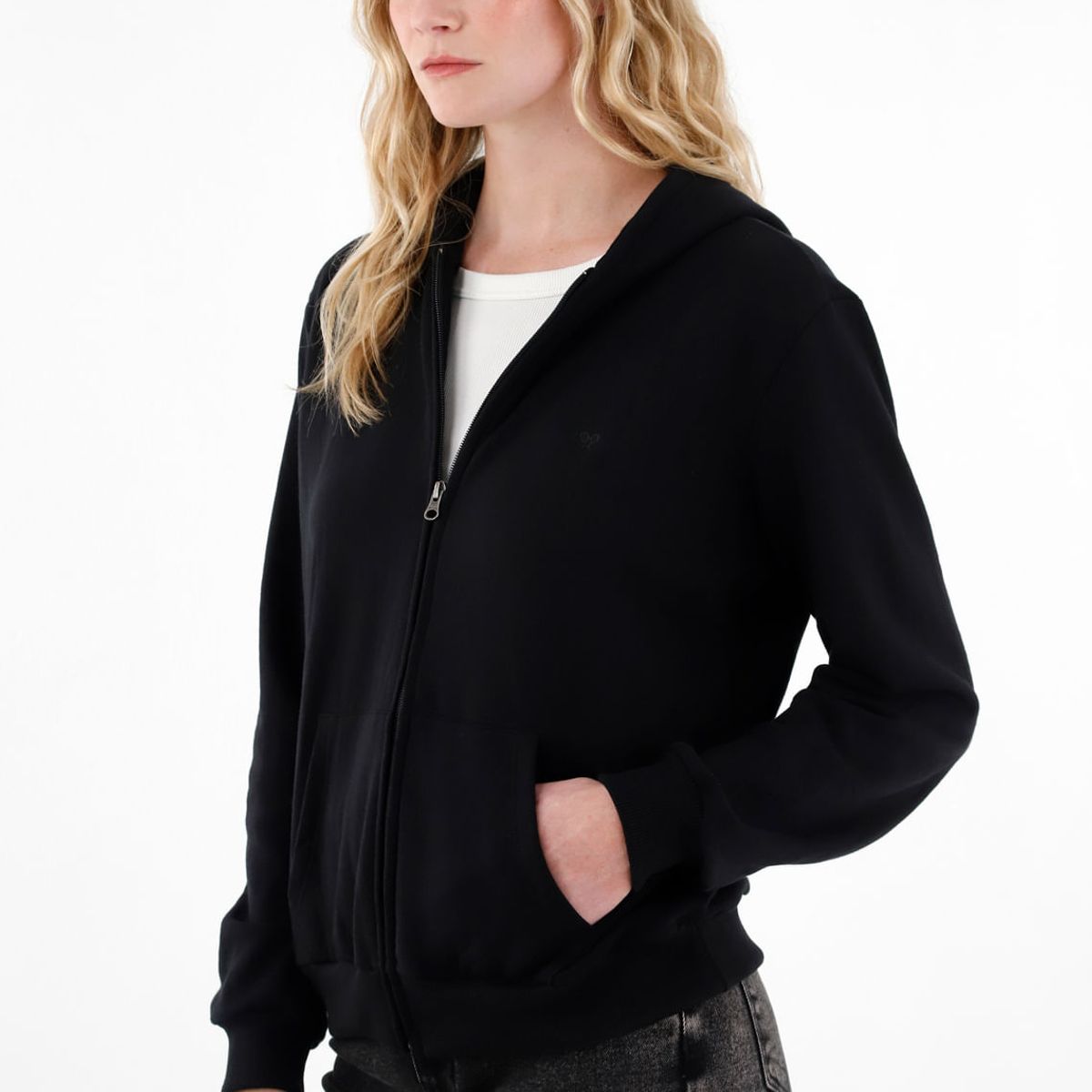 TENNIS - Buzo negro con cierre para mujer