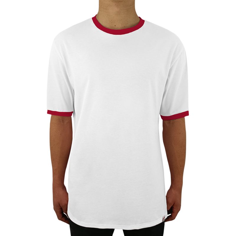 FUERA DEL MOLDE - Camiseta Clásica Básica Premium Bicolor Unisex Blanco Rojo