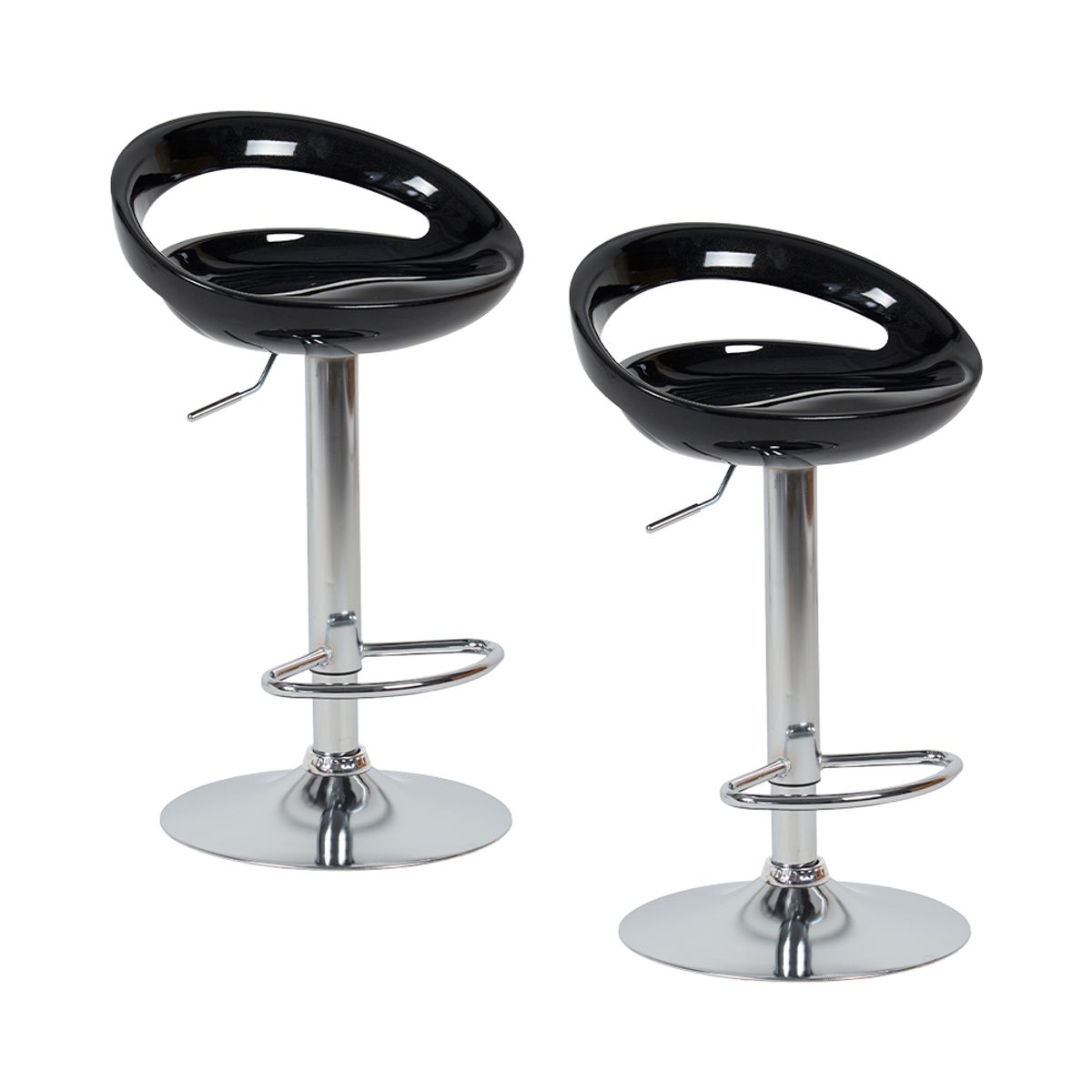 STAY ELIT - SET DE 2 SILLAS ALTAS GIRATORIAS TABURETE DE BARRA COLOR NEGRO