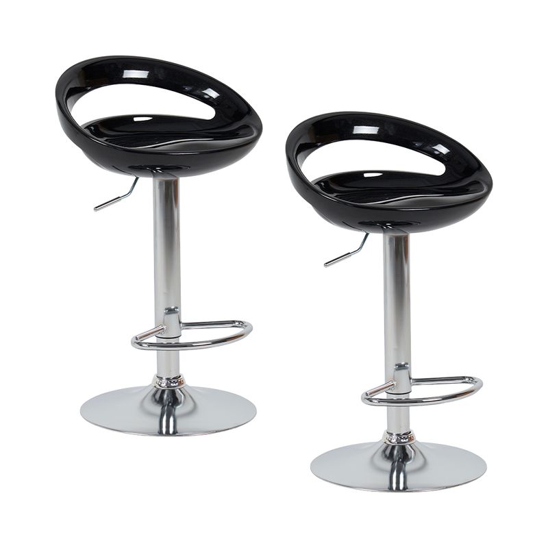 STAY ELIT - SET DE 2 SILLAS ALTAS GIRATORIAS TABURETE DE BARRA COLOR NEGRO