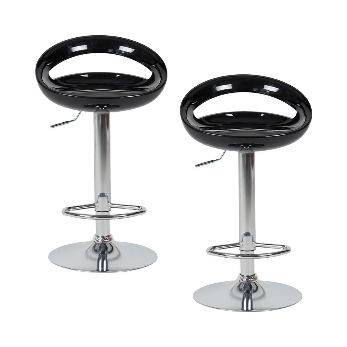 STAY ELIT - SET DE 2 SILLAS ALTAS GIRATORIAS TABURETE DE BARRA COLOR NEGRO