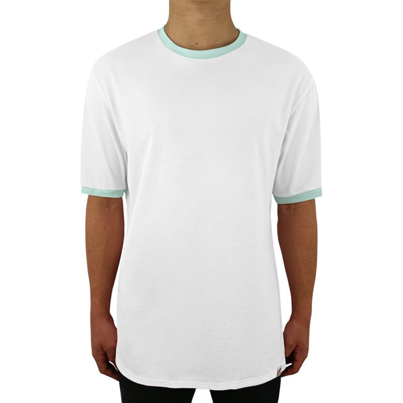 FUERA DEL MOLDE - Camiseta Clásica Básica Premium Bicolor Unisex  Blanco Verde Menta