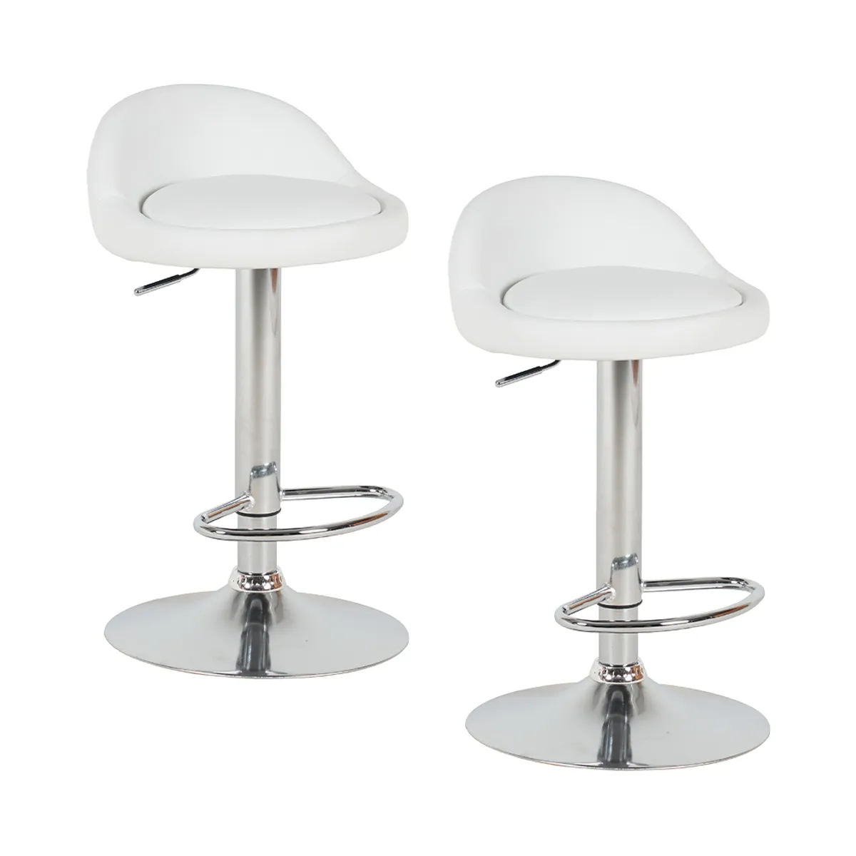 STAY ELIT - SET DE 2 SILLAS BUTACO ALTAS GIRATORIAS ACOLCHONADA PARA BARRA COLOR BLANCO