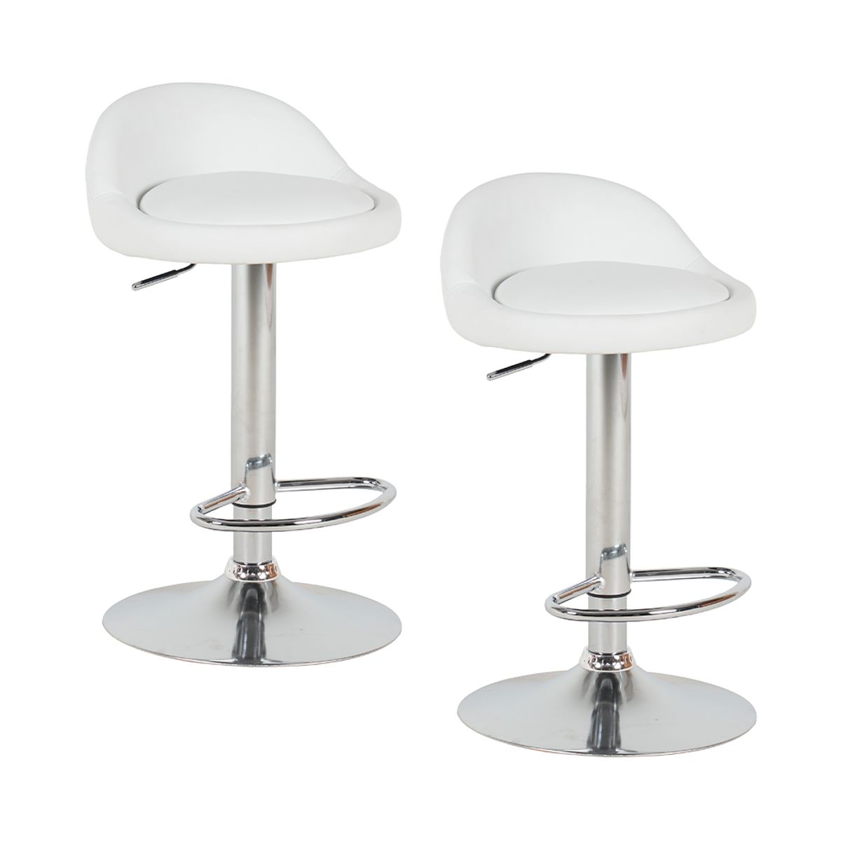 STAY ELIT - SET DE 2 SILLAS BUTACO ALTAS GIRATORIAS ACOLCHONADA PARA BARRA COLOR BLANCO