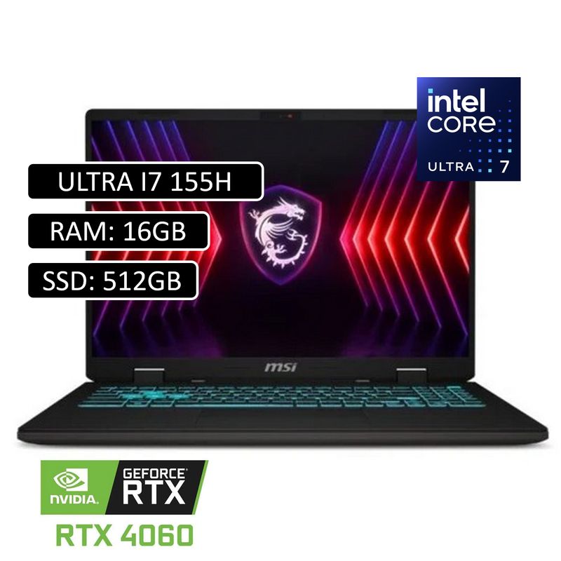 MSI - PORTATIL MSI CYBORG INTEL ULTRA 7 155H RAM 16GB DDR5 SSD 512GB 15.6 RTX 4060 8GB