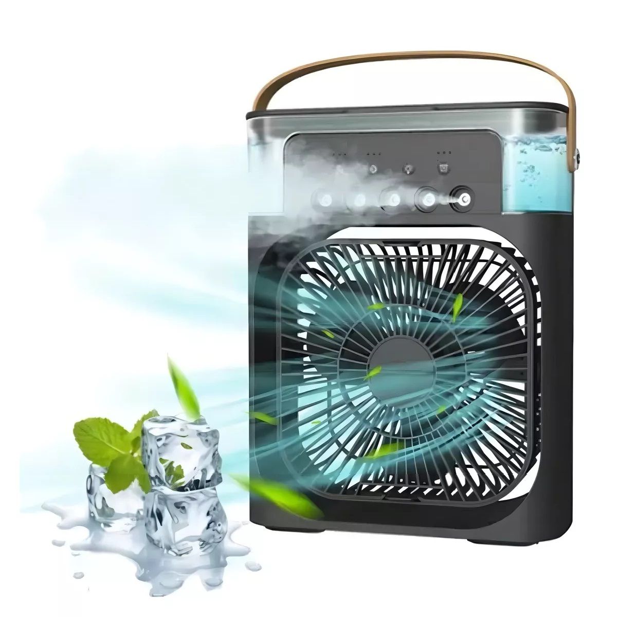 GENERAL - Ventilador Humificador CX-68 Multidireccional Luz LED Portatil Negro