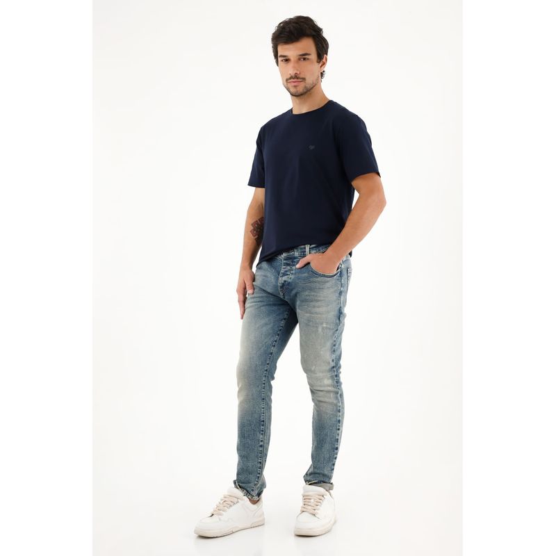 TENNIS - Jean Skinny tiro medio con pigmento blanco para hombre