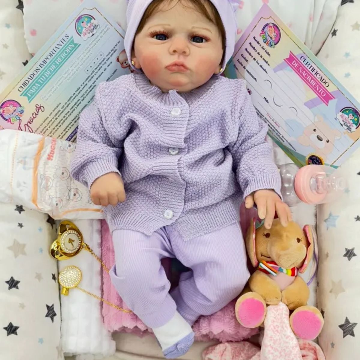 GENERICO - ❤ Bebe Reborn ❤ Antonella ❤ Ropa Morada ❤