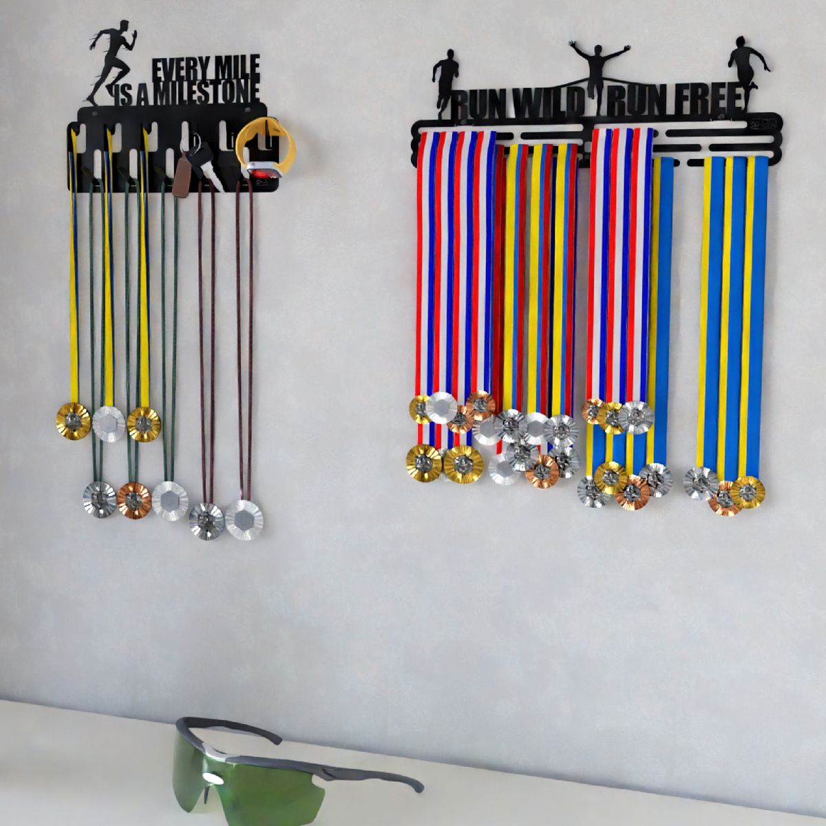 SOH DESIGN - Set x2 percheros para medallas y accesorios runner men Pintado negro