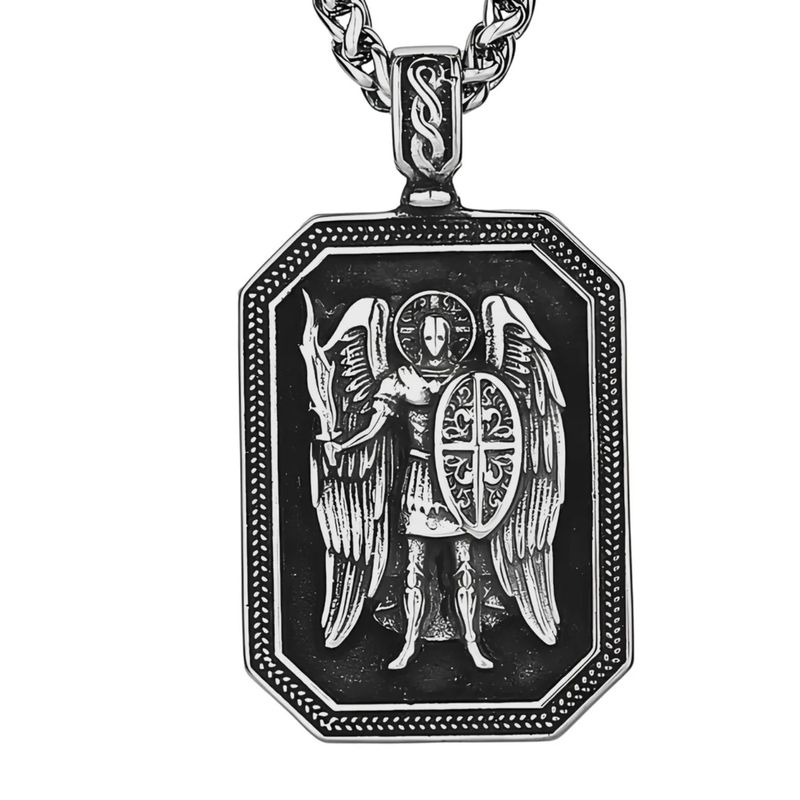 GENERICO - Collar para hombre dije Arcángel Saint Michael Miguel Acero Inoxidable