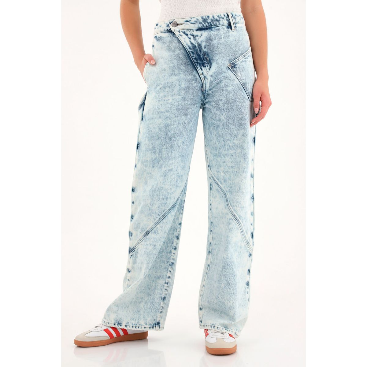 TENNIS - Jean Wide Leg azul tiro alto para mujer