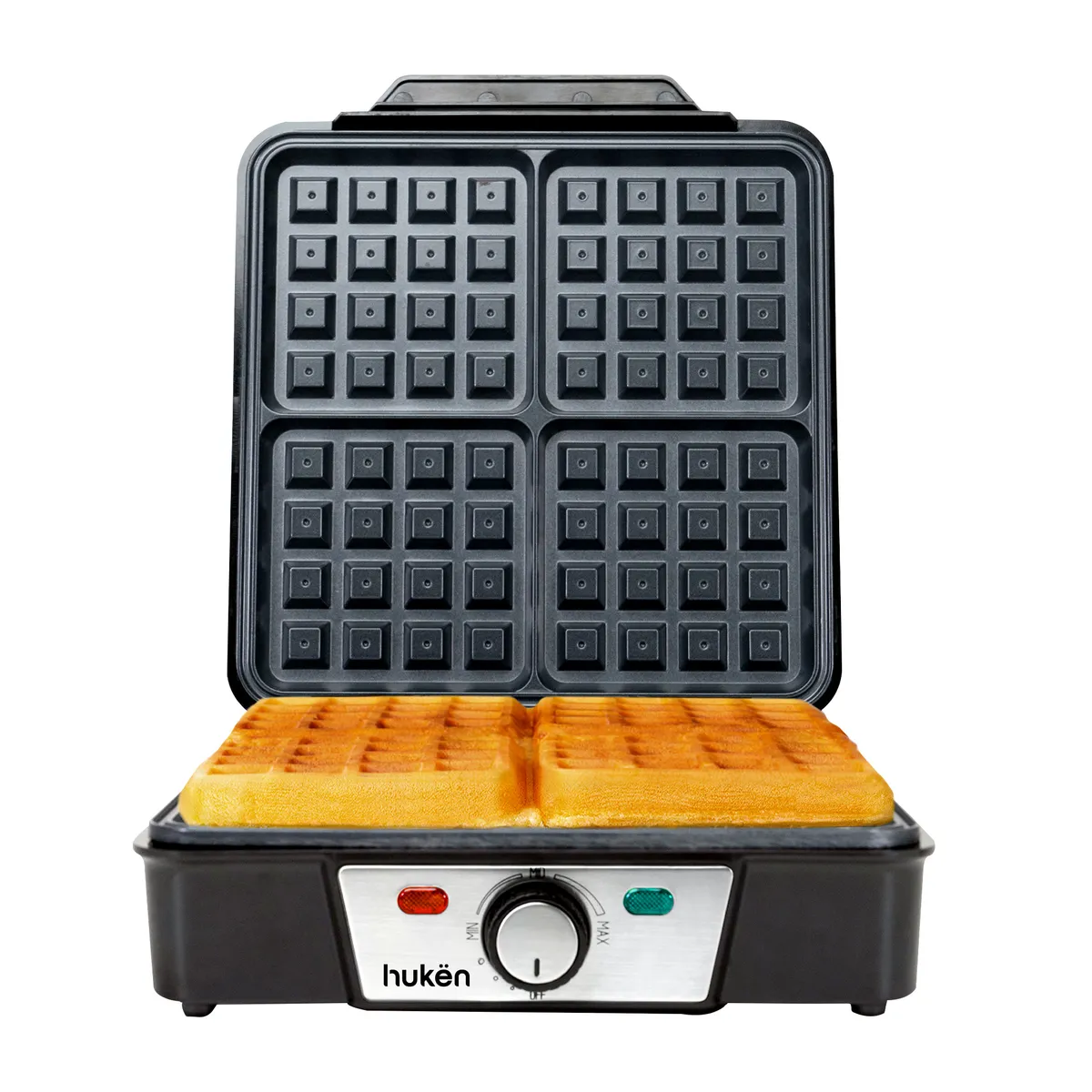 HUKEN - Wafflera Belga Heat+ 4 Rebanadas Acero Hukën