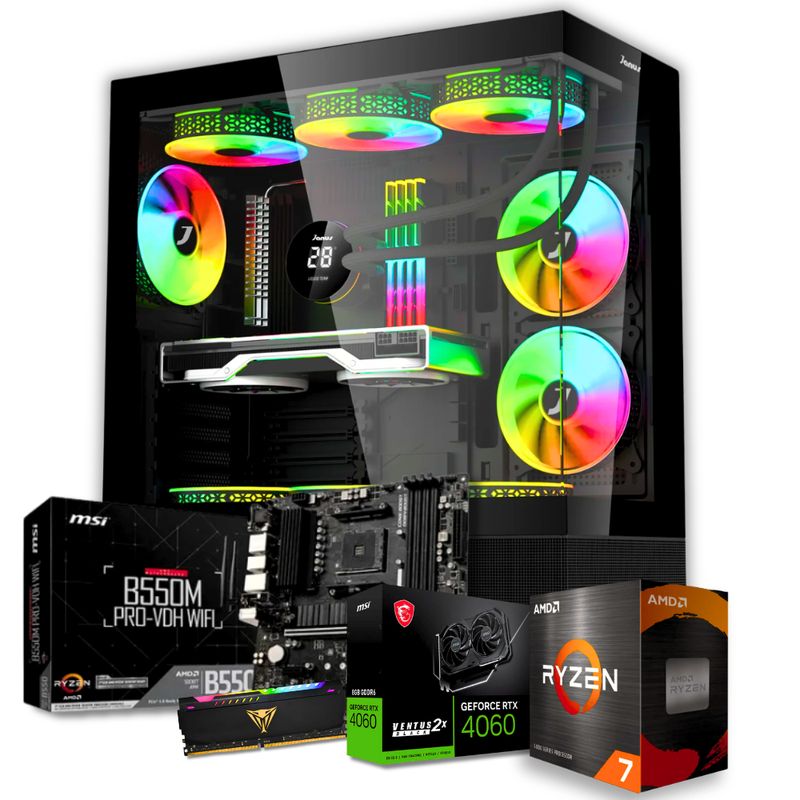 AMD - Torre Gamer AMD Ryzen 7 5700X DDR4 32GB SSD 1TB RTX 4060 8GB