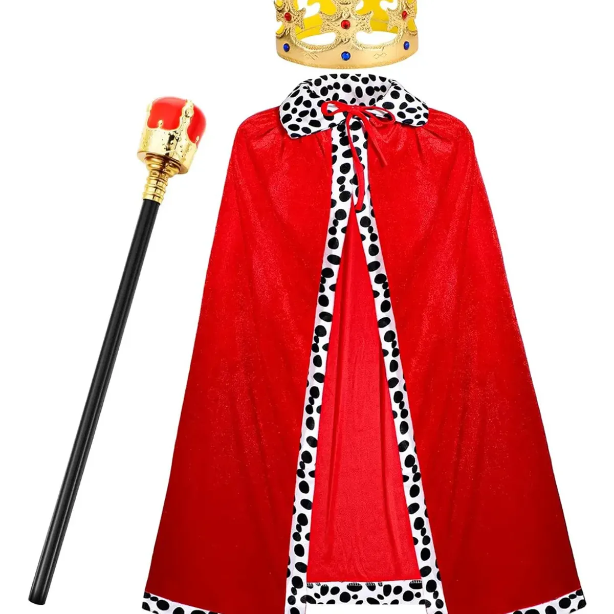 GENERICO - Disfraz De Reina Rey Príncipe Capa Corona Cetro Cosplay