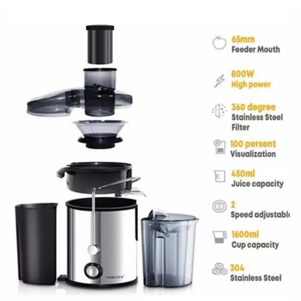 SOKANY - Máquina extractor de jugos automática frutas y verduras exprimidor