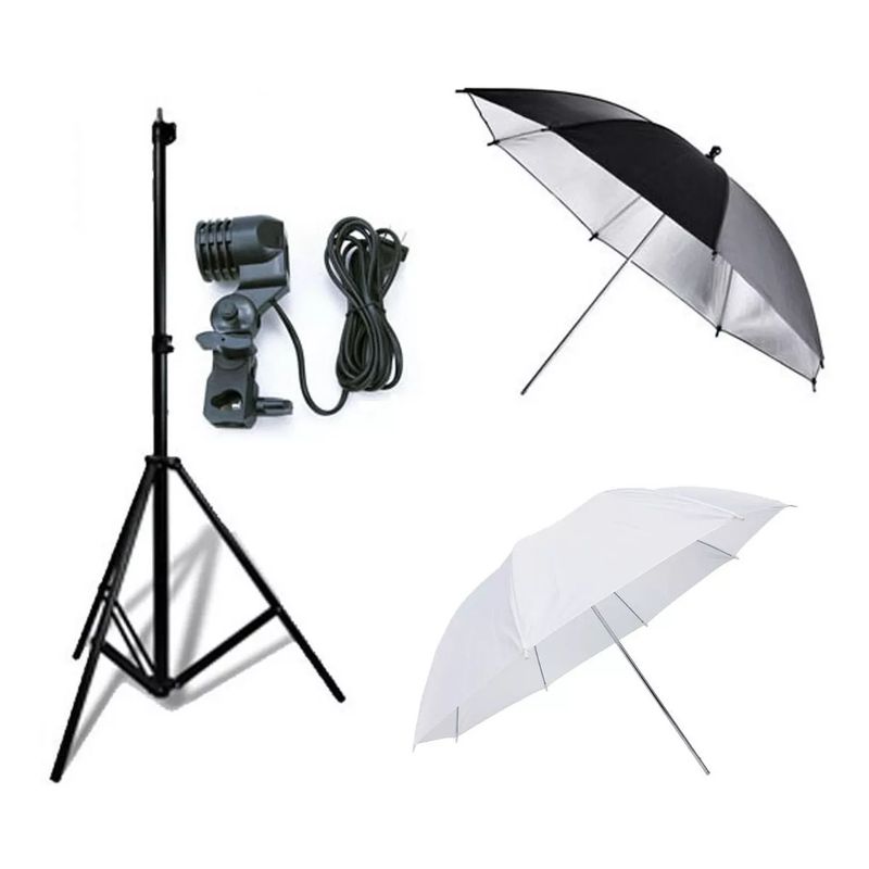 ILUV - Kit Iluminación X2 Sombrillas Blanca Y Negra Fotografía Trípode