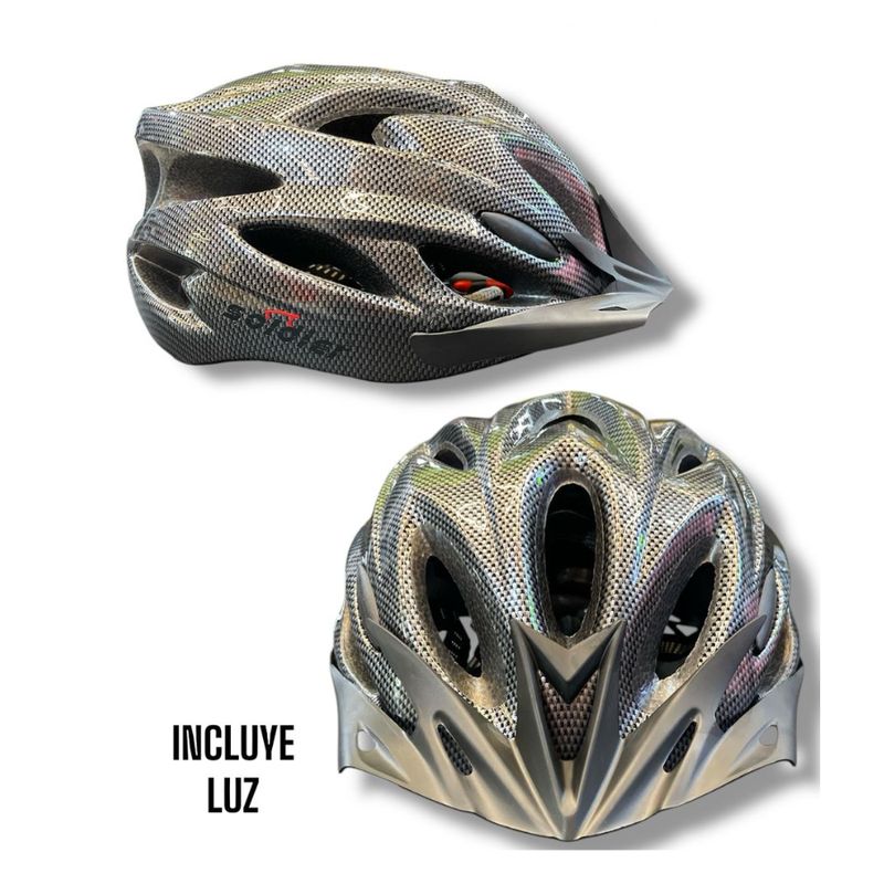 GENERICO - CASCO CICLISMO CARBONO  CON LUZ