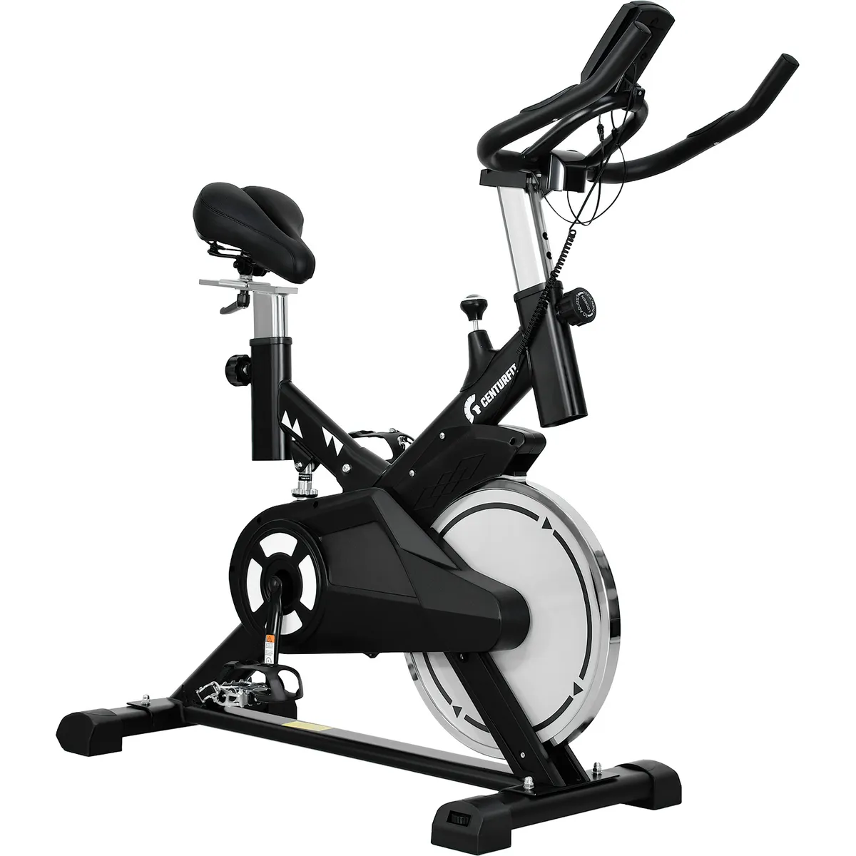 CENTURFIT - Bicicleta Spinning Estatica Profesional Volante 13kg Ajustable Pantalla Digital Soporte Celular Capacidad 140kg
