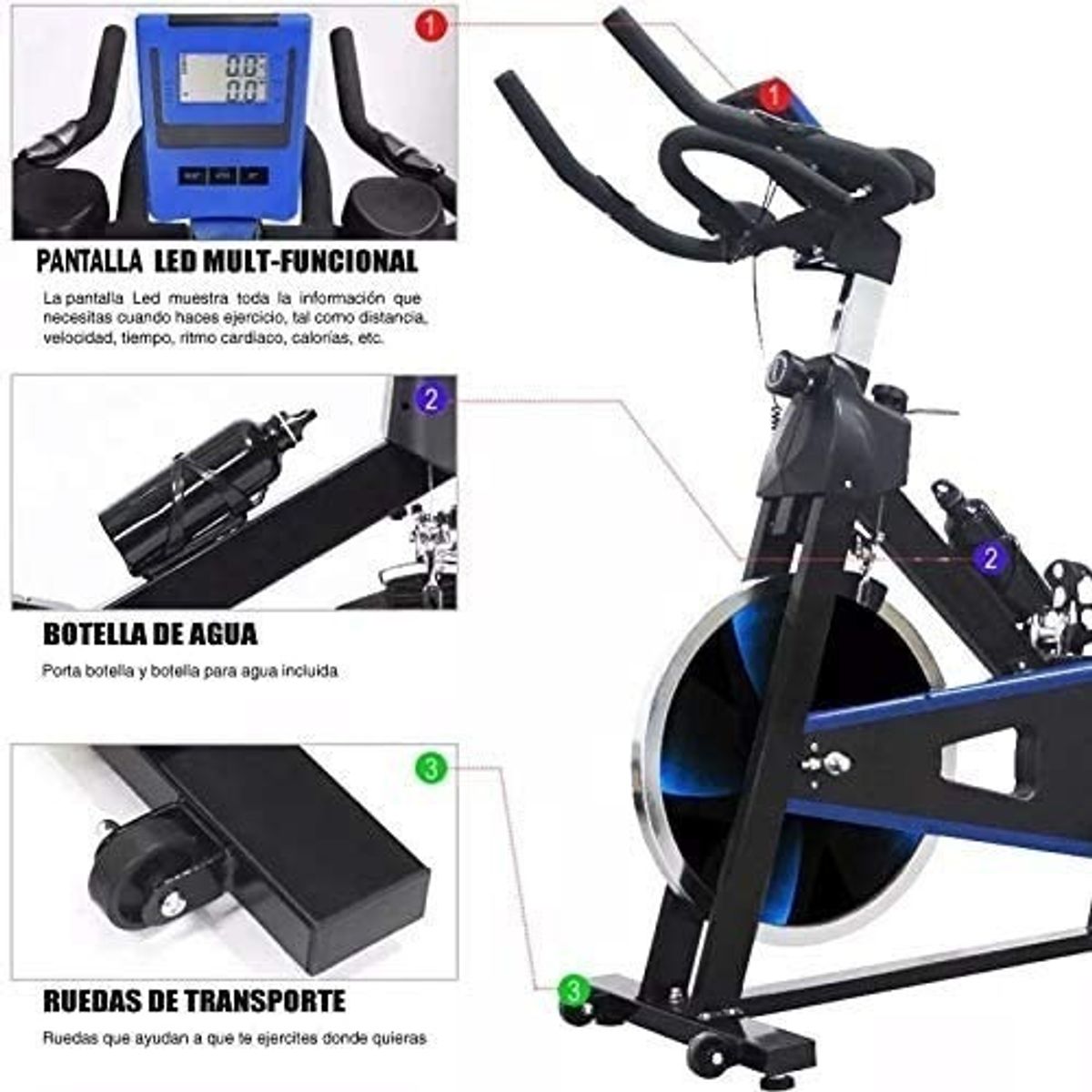 CENTURFIT - Bicicleta Spinning Estática 18kg Resistencia Uso Rudo Azul