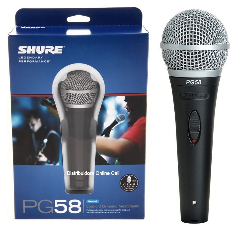 SHURE - Microfono Shure Alámbrico PG58 Vocal Dinamico Estuche