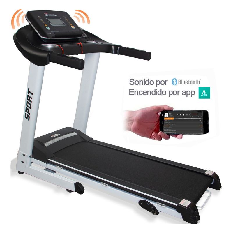 CENTURFIT - Caminadora Electrica Bluetooth Gym Color NegroPlateado