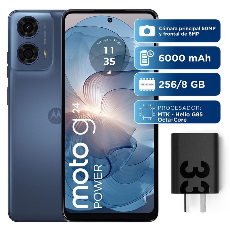 MOTOROLA - Celular Motorola G24 Power 256 Gb 8 Ram Dual Sim Azul