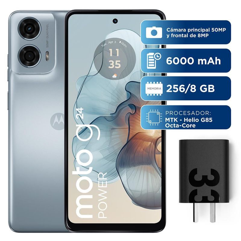 MOTOROLA - Celular Motorola G24 Power 256 Gb 8 Ram Dual Sim Celeste