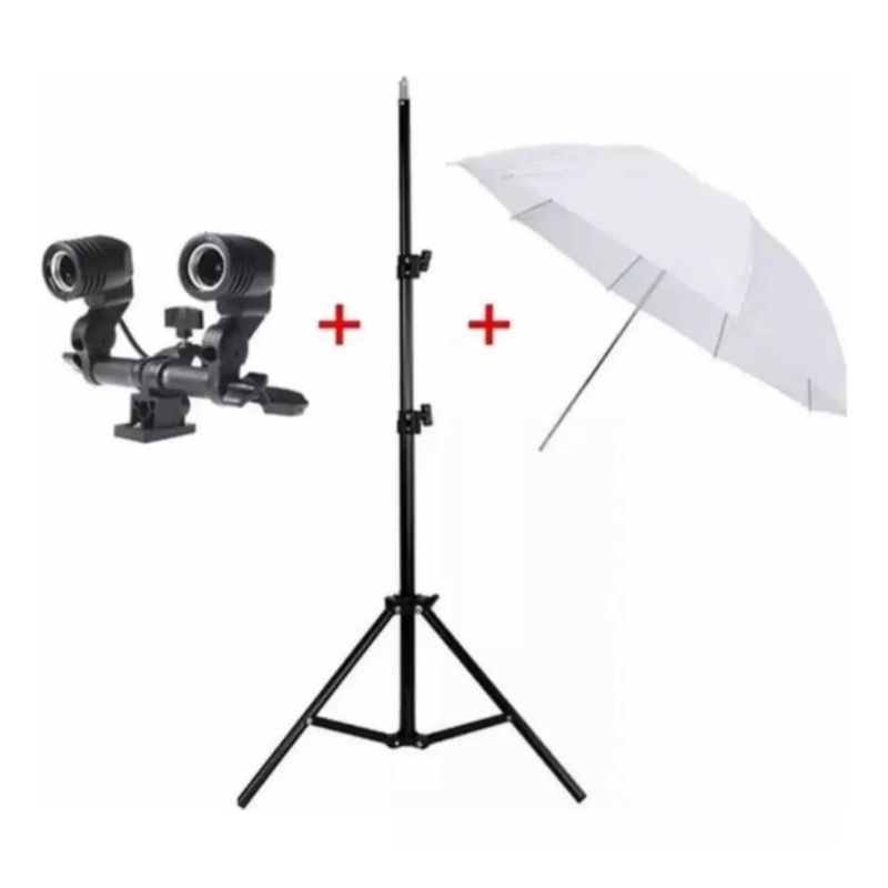ILUV - Estudio Fotografía Iluminación Socket x2 Trípode + Sombrilla