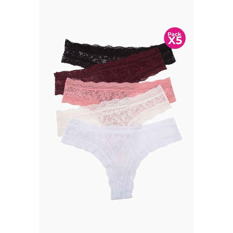 LILI PINK - Panty tipo brasilera paquete x5 en encaje