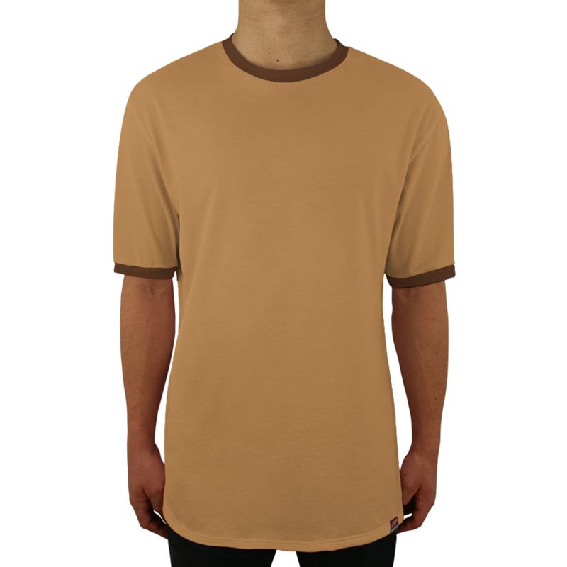 FUERA DEL MOLDE - Camiseta Clásica Básica Premium Bicolor Unisex Camel Café