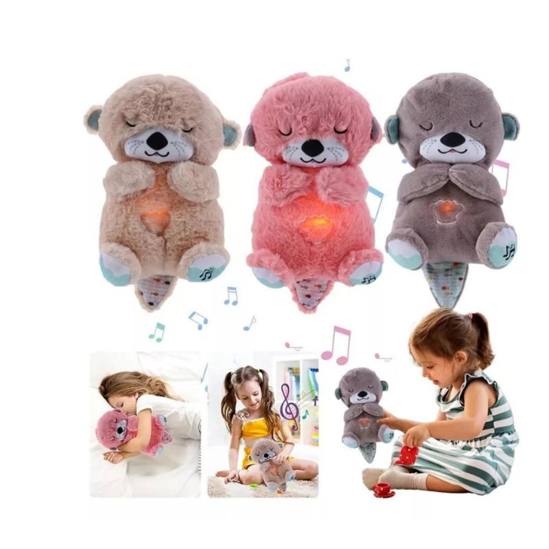 GENERICO - Peluche Nutria Animatrónica con Luz y Sonido Relajante - rosado
