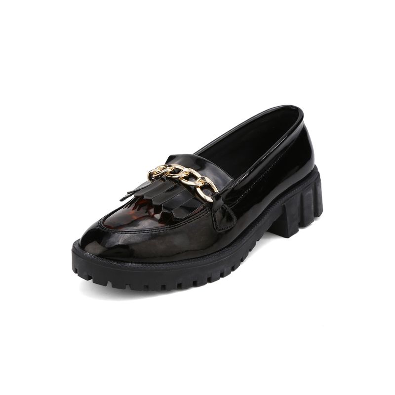 SEVENTEEN - MOCASINES NEGROS EN CHAROL CON HERRAJE DORADO SEVENTEEN CORANNY