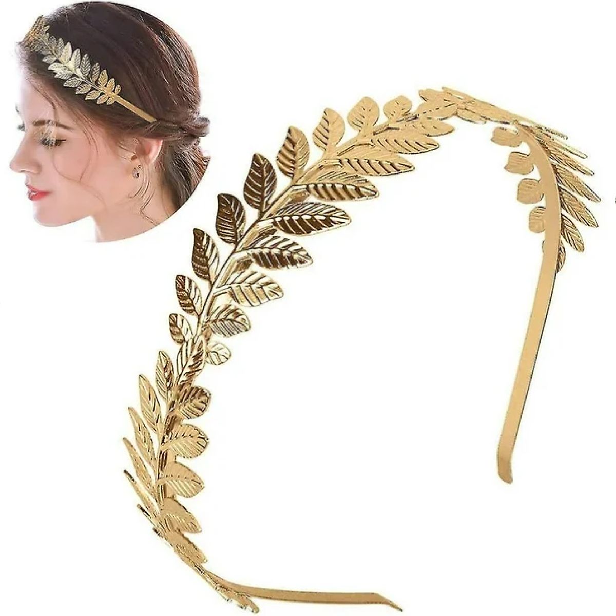 GENERICO - Diadema de diosa griega el pelo de rama de hoja dorada