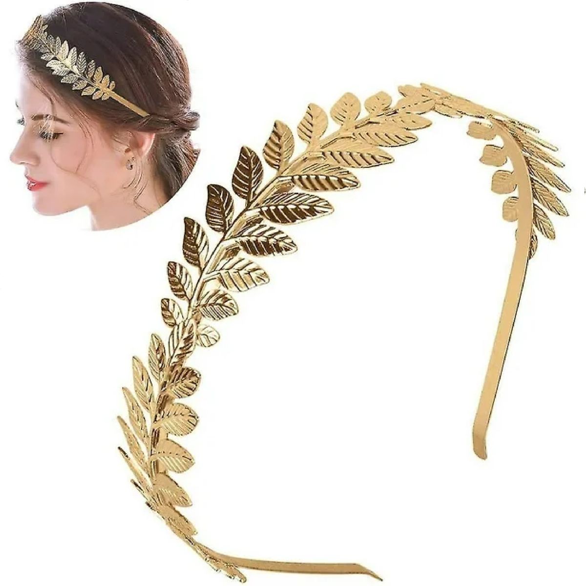 GENERICO - Diadema de diosa griega el pelo de rama de hoja dorada